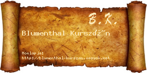 Blumenthal Kurszán névjegykártya
